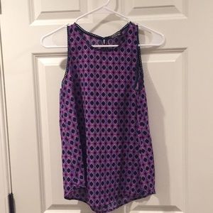 Navy/pink/purple patterned sleeveless top